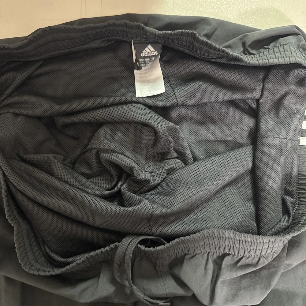 Adidas Windbreaker Track Pants Mens Sz 2XL 44x32 Black Lined Straight Athleisure